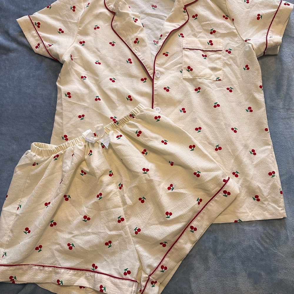 Cherry Print Pajama Set